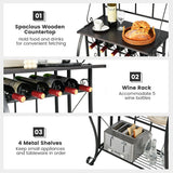 5-Tier Metal Kitchen Baker's Rack with 5 Wine Bottles Rack