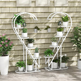 5 Tier Metal Plant Stand with Hanging Hook for Multiple Plants-White