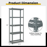 5-Tier Heavy Duty Wire Storage Racks with Anti-slip Foot Pad-Gray