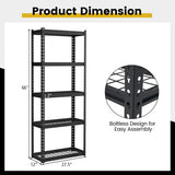 5-Tier Heavy Duty Wire Storage Racks with Anti-slip Foot Pad-Black