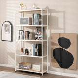 5 Tiers 61 Inch Multi-use Bookshelf with Metal Frame-White