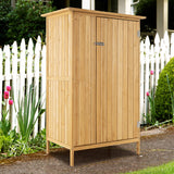5 × 3 Feet Outdoor Storage Cabinet with Asphalt Roof and 3 Shelves-Natural