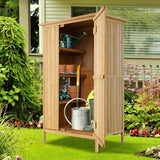 5 × 3 Feet Outdoor Storage Cabinet with Asphalt Roof and 3 Shelves-Natural