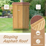 5 × 3 Feet Outdoor Storage Cabinet with Asphalt Roof and 3 Shelves-Natural