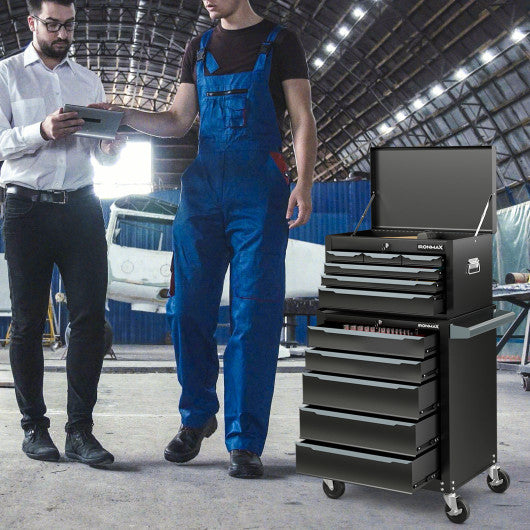 5-Drawer Tool Storage Cabinet with Hanging Holes and Central Keyed Locking System-Black