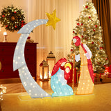 5 ft Christmas Nativity Set Pre-Lit Nativity Scene with 140 Warm White LED Lights