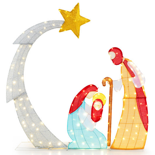 5 ft Christmas Nativity Set Pre-Lit Nativity Scene with 140 Warm White LED Lights