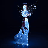 5 ft Christmas Lighted Angel with Harp and 120 Cold White LED Lights