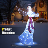 5 ft Christmas Lighted Angel with Harp and 120 Cold White LED Lights