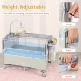 5-in-1  Portable Baby Beside Sleeper Bassinet Crib Playard with Diaper Changer-Beige