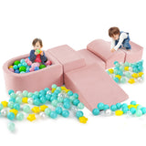 5-Piece Climb and Crawl Playset with Ball Pit for Kids-Pink
