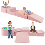 5-Piece Climb and Crawl Playset with Ball Pit for Kids-Pink