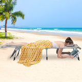 5-position Outdoor Folding Chaise Lounge Chair-Beige