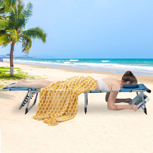 5-position Outdoor Folding Chaise Lounge Chair-Blue