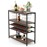 5-tier Wine Rack Table with Glasses Holder