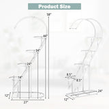 5 Tier Metal Plant Stand with Hanging Hook for Multiple Plants-White