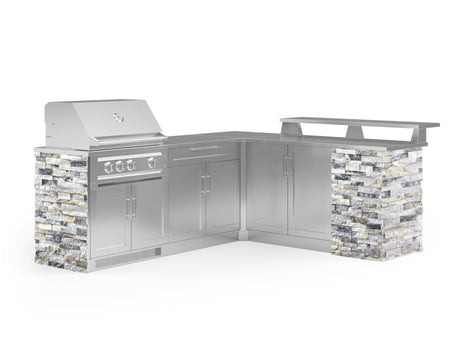 Outdoor Kitchen Signature Series 8 Piece L Shape Cabinet Set with 2 Door, Bar, Platinum Grill and Grill Cabinet