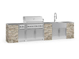 Outdoor Kitchen Signature Series 11 Piece Cabinet Set with Dual Side Burner, Sink, Platinum Grill and Grill Cabinet