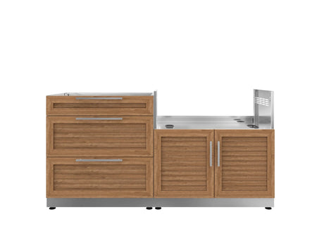 Outdoor Kitchen Stainless-Steel 2 Piece Cabinet Set with 3 Drawer and Grill Cabinet