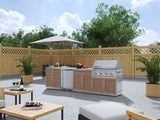 Outdoor Kitchen Stainless Steel 6 Piece Cabinet Set with Sink, Bar, Grill Cabinet, Performance Grill, Countertop and Stainless Steel Door Fridge