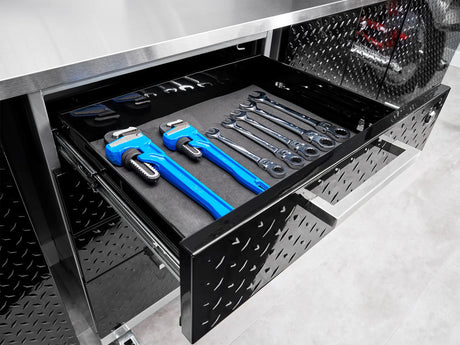 Performance Diamond Plate Limited Edition 7 Piece Cabinet Set with Tool, Base, Wall Cabinets, 30 In. Lockers and Worktop