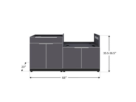 Outdoor Kitchen Aluminum 2 Piece Cabinet Set with Bar and Grill Cabinet