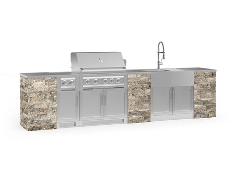 Outdoor Kitchen Signature Series 11 Piece Cabinet Set with Dual Side Burner, Sink, Platinum Grill and Grill Cabinet