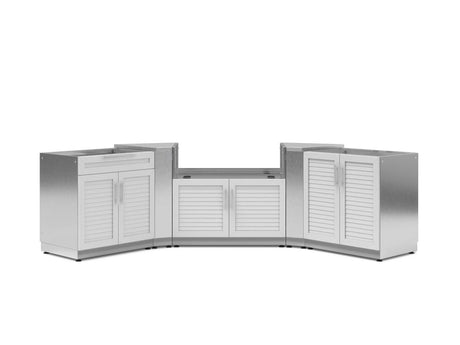 Outdoor Kitchen Stainless Steel 5 Piece Cabinet Set with 2-Door, Bar, Grill and Corner Cabinets