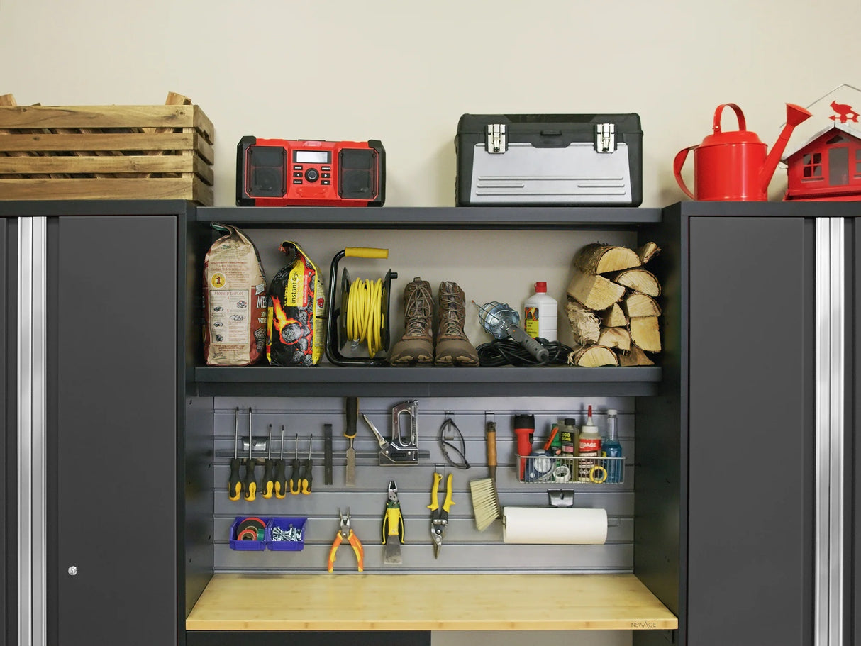 Bold Series 9 Piece Cabinet Set with Display Shelf, Wall, Base Cabinets and 30 In. Lockers