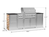 Outdoor Kitchen Signature Series 8 Piece Cabinet Set with Dual Side Burner, 3 Drawer, 1 Door, Platinum Grill and Grill Cabinet