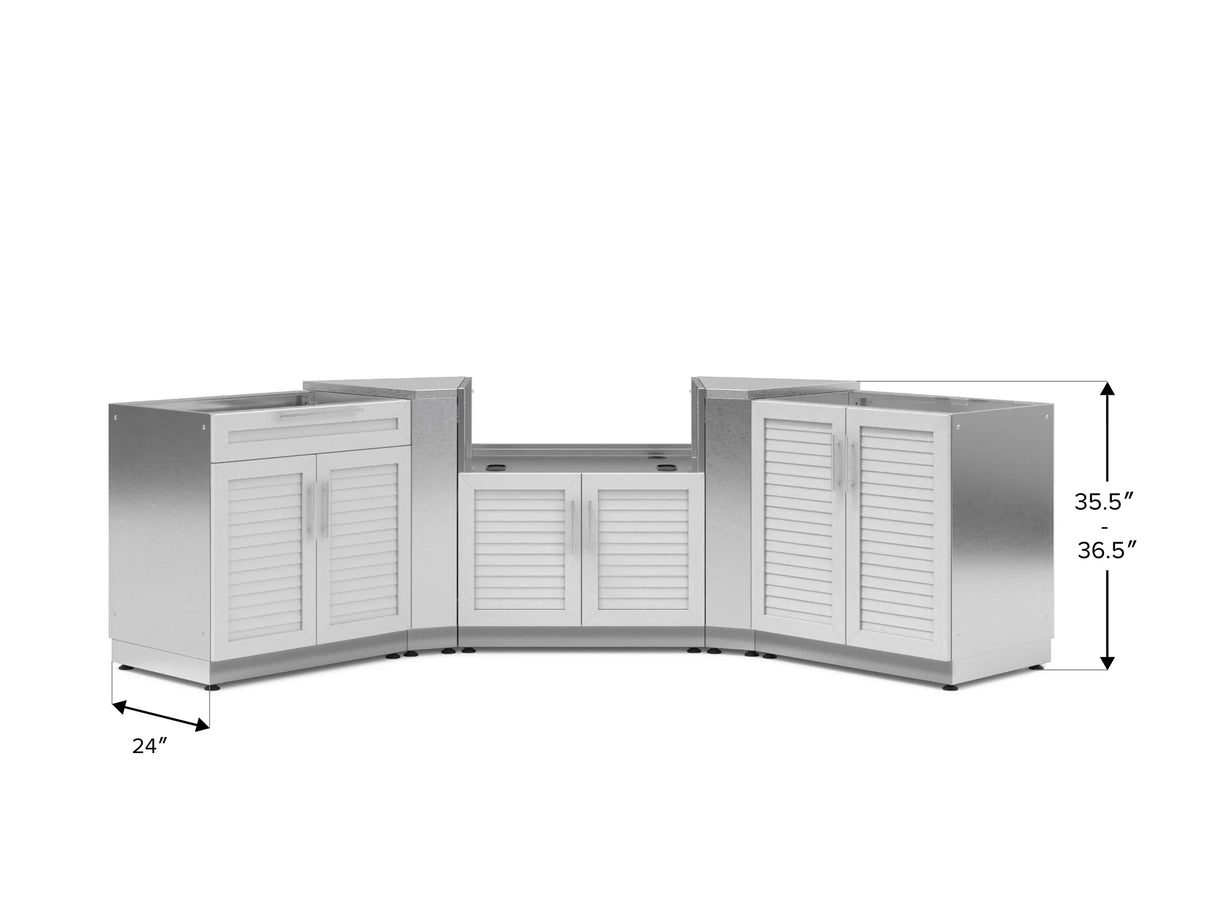 Outdoor Kitchen Stainless Steel 5 Piece Cabinet Set with 2-Door, Bar, Grill and Corner Cabinets