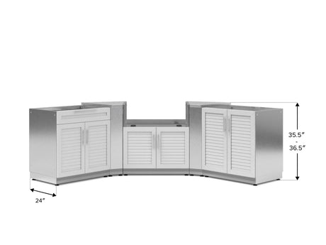 Outdoor Kitchen Stainless Steel 5 Piece Cabinet Set with 2-Door, Bar, Grill and Corner Cabinets