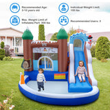 6-in-1 Winter Theme Snowman Inflatable Castle with Slide and Trampoline without Blower