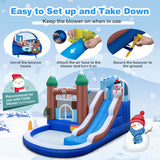 6-in-1 Winter Theme Snowman Inflatable Castle with Slide and Trampoline without Blower