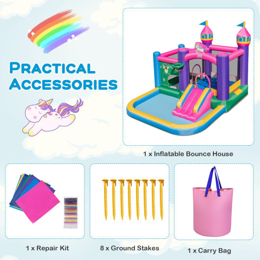 6-in-1 Kids Blow up Castle with Slide and Jumping Area and Ball Pit Pools without Blower