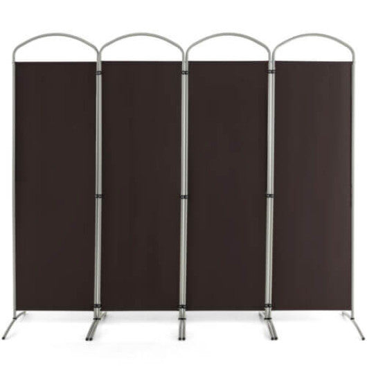 6.2Ft Folding 4-Panel Room Divider for Home Office Living Room -Brown