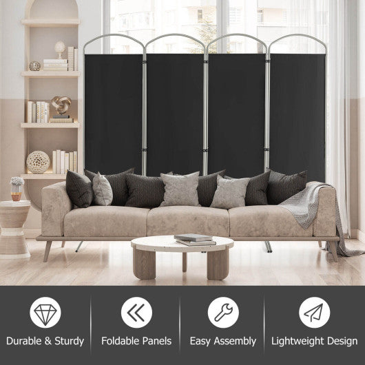 6.2Ft Folding 4-Panel Room Divider for Home Office Living Room-Black