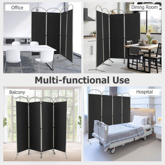 6.2Ft Folding 4-Panel Room Divider for Home Office Living Room-Black