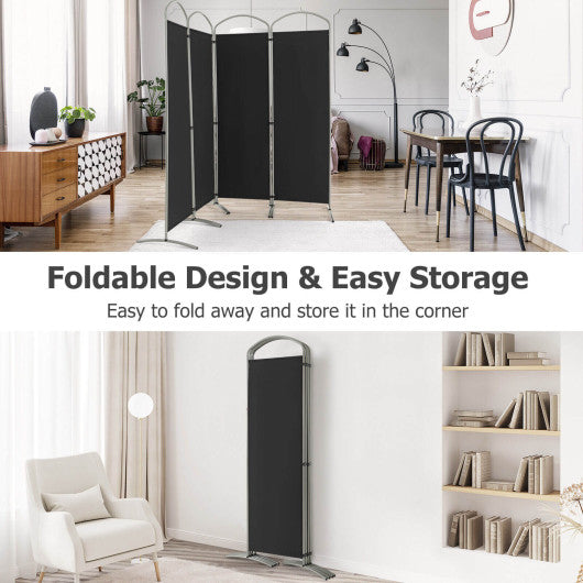 6.2Ft Folding 4-Panel Room Divider for Home Office Living Room-Black