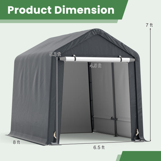 6 x 6.5/8 x 6.5 Feet Portable Motorcycle Outdoor Storage Shelter-8 Feet
