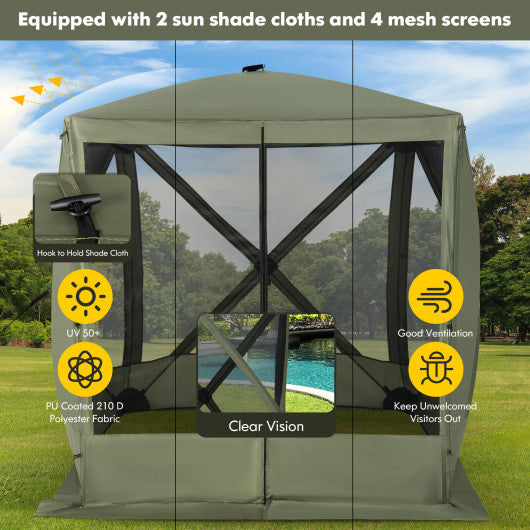 6.7 x 6.7 Feet Pop Up Gazebo with Netting and Carry Bag-Green