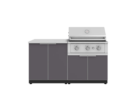 Outdoor Kitchen Aluminum 4 Piece Cabinet Set with 2 Door, Grill Cabinet, Performance Grill and Countertop