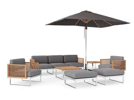 Monterey 7 Seater Chat Set with Coffee Table, Side Table and Umbrella