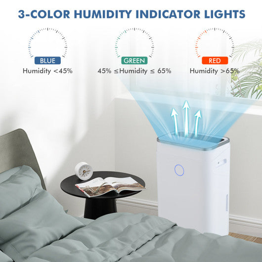 60-Pint Dehumidifier for Home and Basements 4000 Sq. Ft with 3-Color Digital Display-White