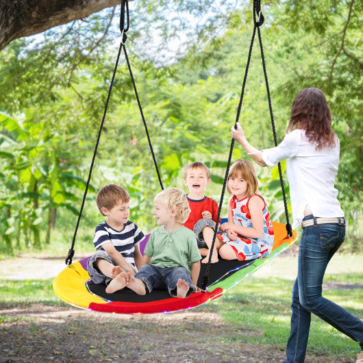 60 Inches Saucer Swing with LED Lights for Kids and Adults-Multicolor