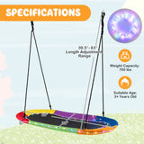 60 Inches Saucer Swing with LED Lights for Kids and Adults-Multicolor