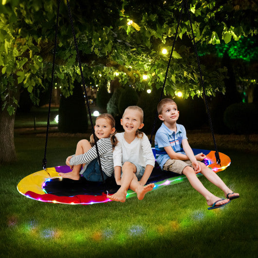 60 Inches Saucer Swing with LED Lights for Kids and Adults-Multicolor