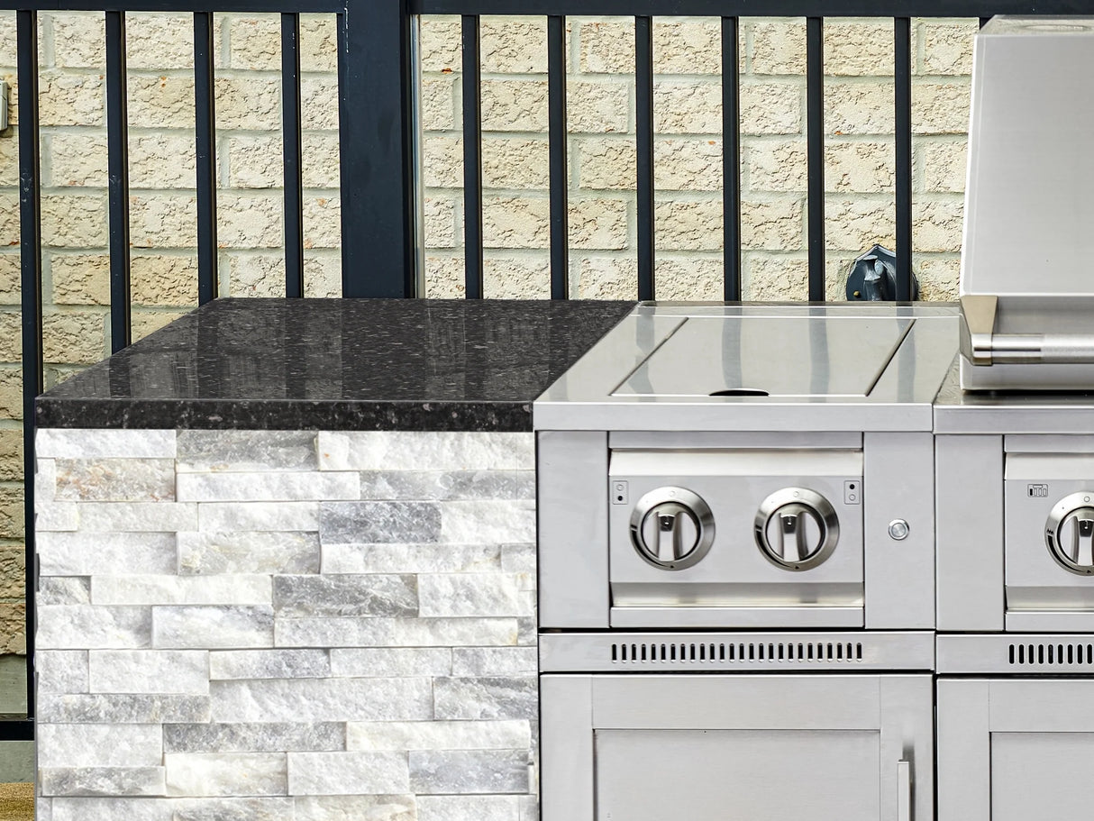 Outdoor Kitchen Signature Series 8 Piece L Shape Cabinet Set with 2 Door, Bar, Platinum Grill and Grill Cabinet