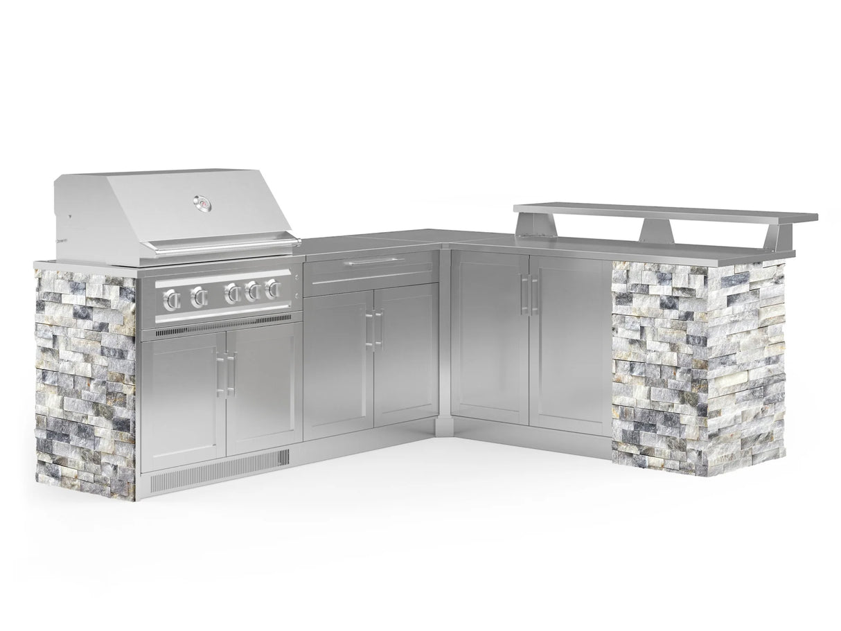 Outdoor Kitchen Signature Series 8 Piece L Shape Cabinet Set with 2 Door, Bar, Platinum Grill and Grill Cabinet