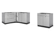 Outdoor Kitchen Stainless Steel 4 Piece Cabinet Set with 3-Drawer, 2-Door, Corner Shelf and 2-Door Drawer Cabinet